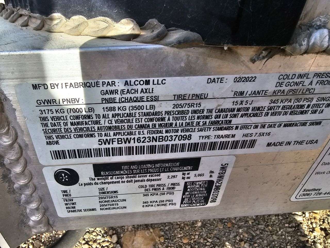 2022 Alcom Xpress 7.5' x 16' V-Nose Cargo