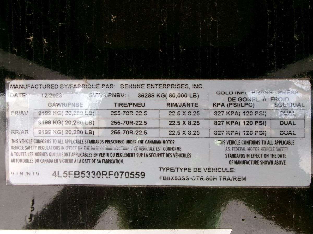 2024 Behnke OTR 8'6" x 53' Step Deck