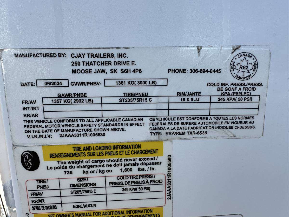 2024 CJay TXR 6' x 12' + V-Nose Cargo