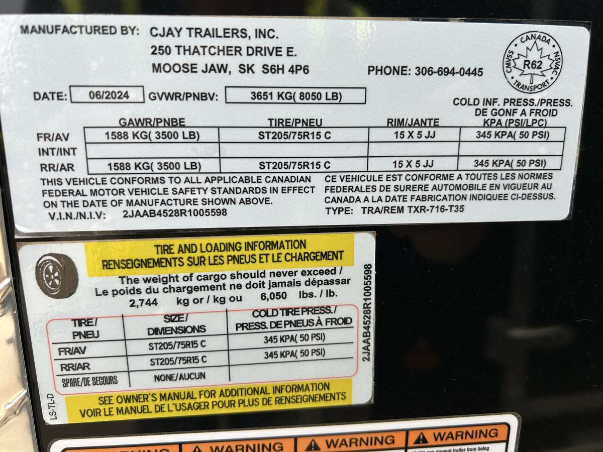 2024 CJay TXR 7' x 16' + V-Nose Cargo