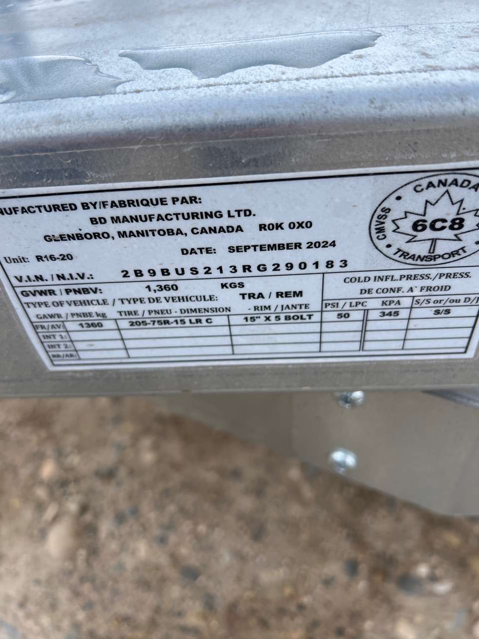 2024 Norbert UTB 5' x 10' Galvanized Steel Utility