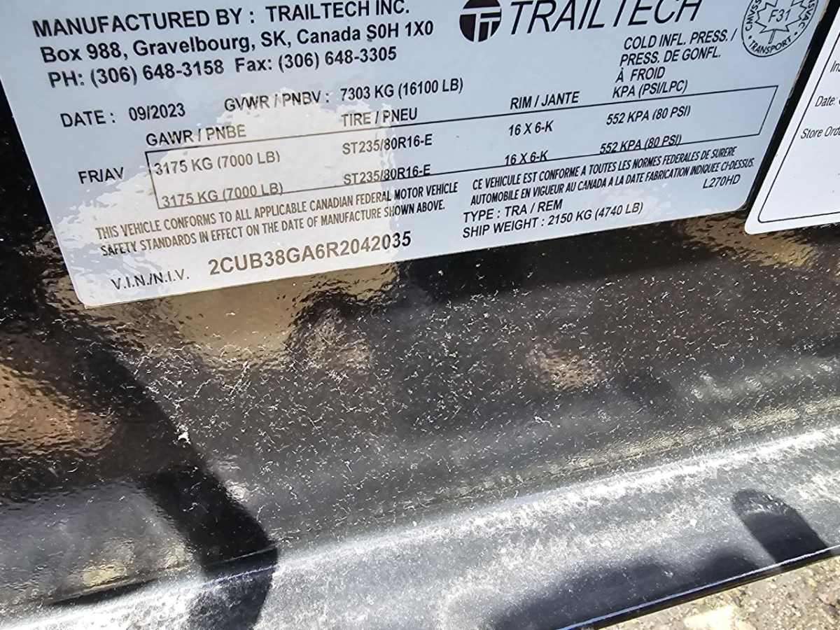 2024 Trailtech L270HD 7' x 16' Heavy Duty Dump