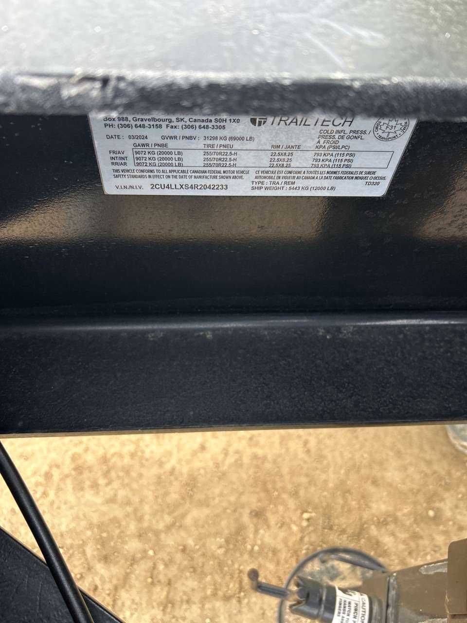 2024 Trailtech TD320 8'6" x 35' BT Pintle Flat Deck