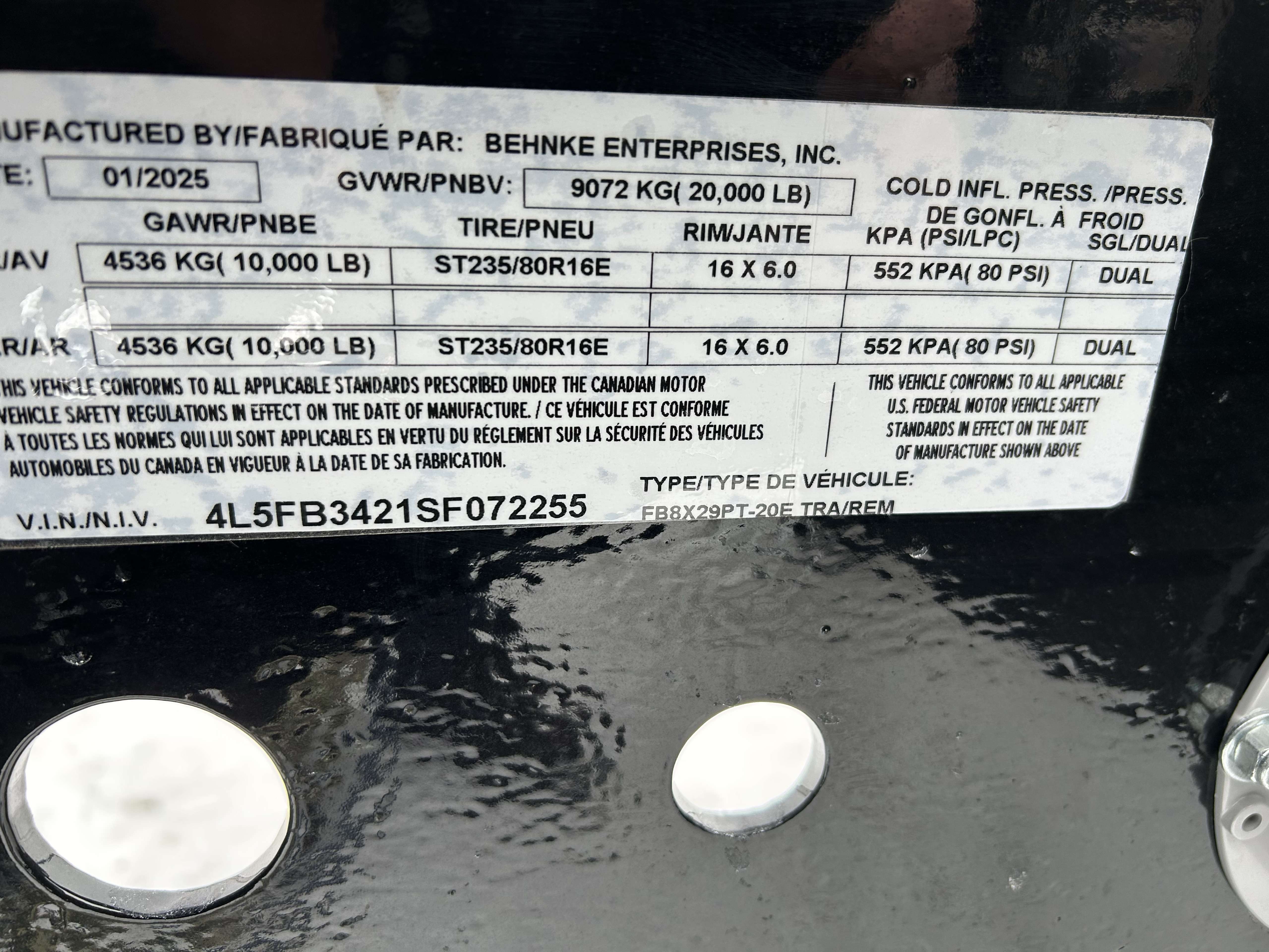 2025 Behnke FB 8'6" x 29' Pintle Flat Deck