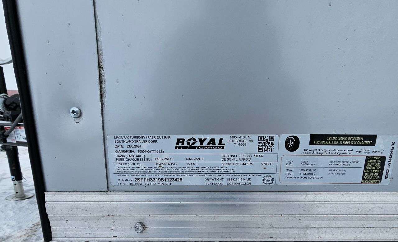 2025 Royal LCH 7' x 14' + V-Nose Cargo