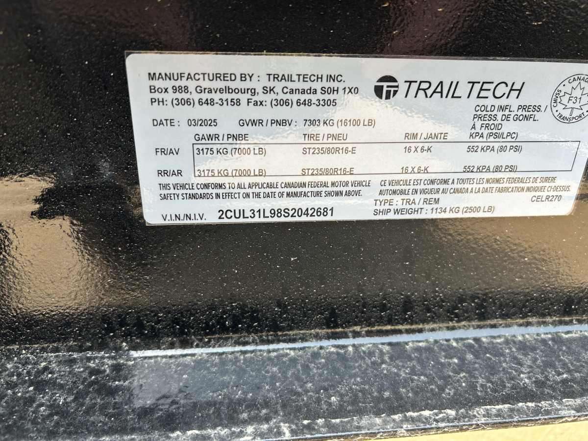 2025 Trailtech CELR 8'6" x 20' Flat Deck