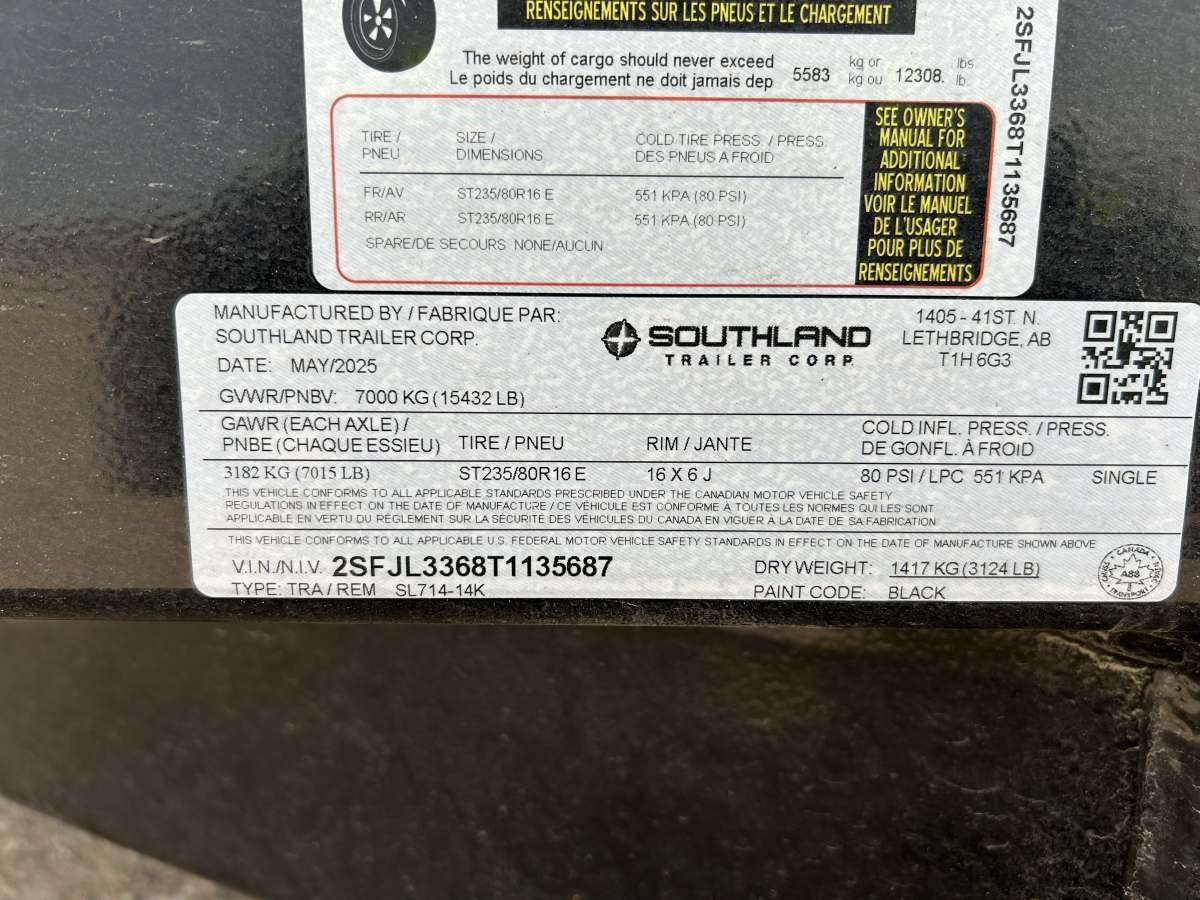 2026 Southland 14K 7' x 14' Dump