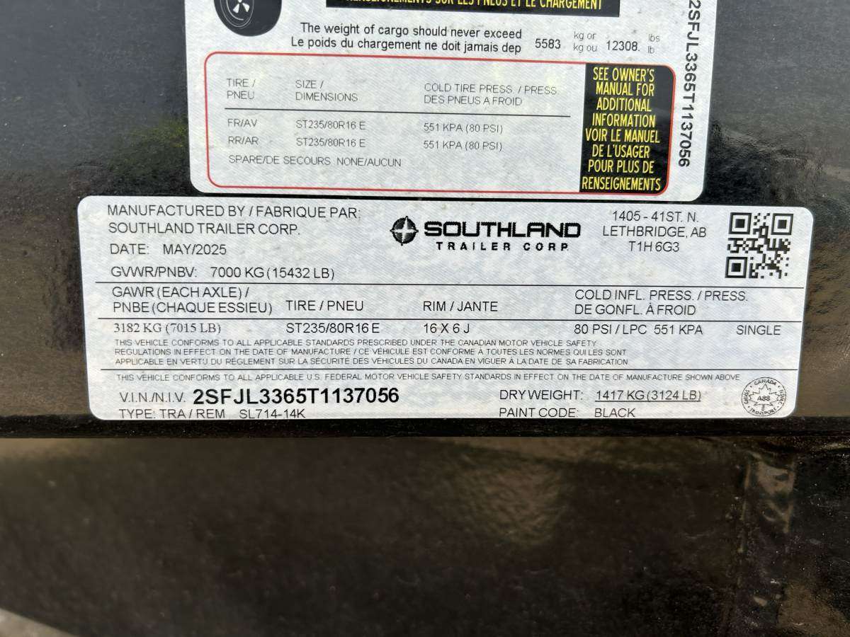 2026 Southland 14K 7' x 14' Dump