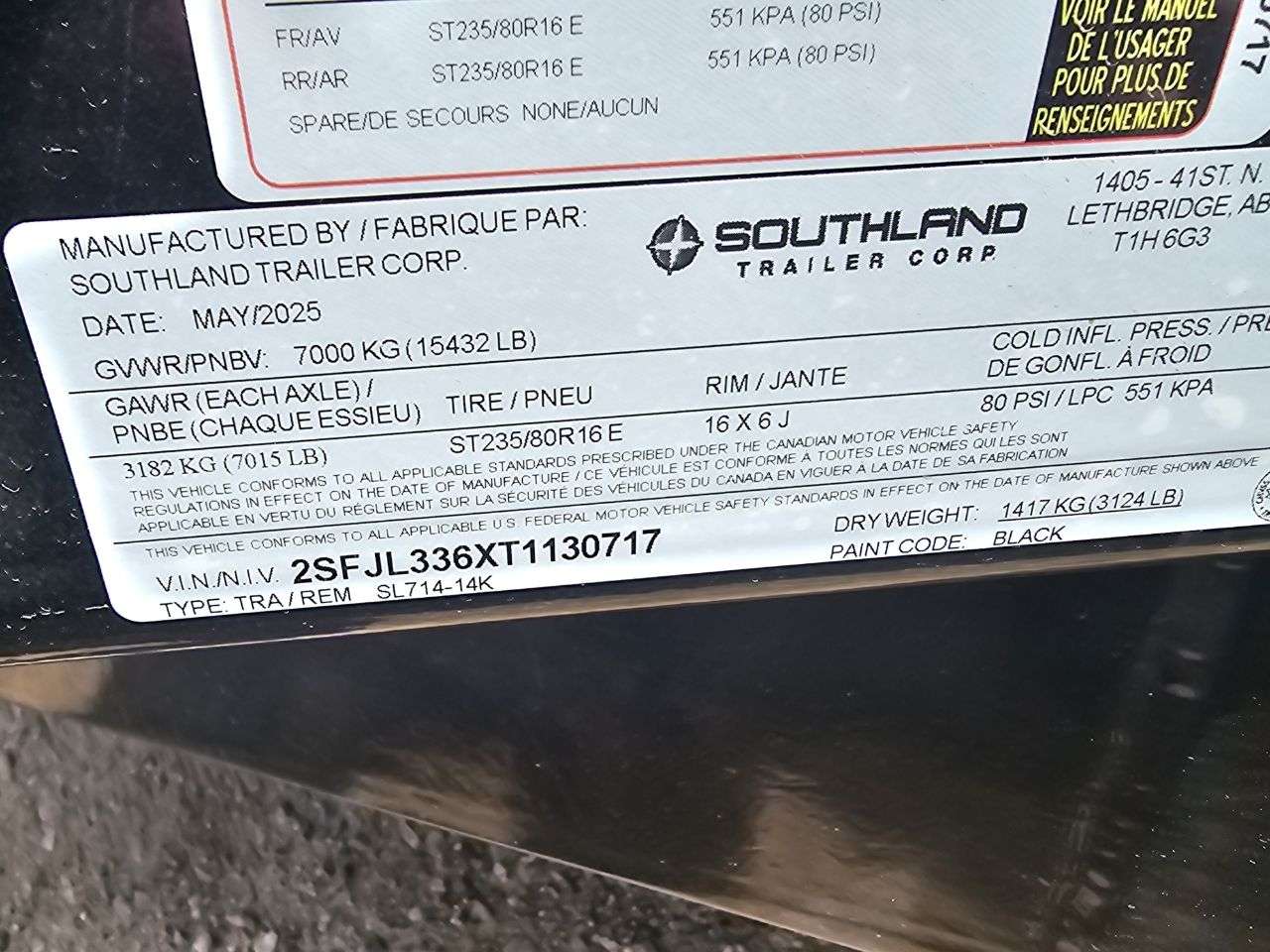 2026 Southland 14K 7' x 14' Dump